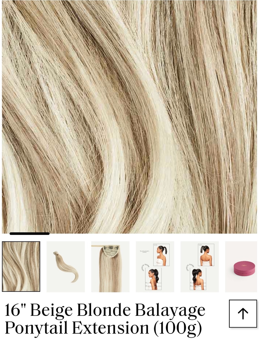 Luxy 16 inch Blonde Balayage Ponytail Clip In Extension - Picture 2 of 14